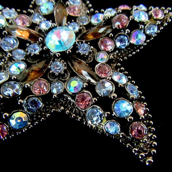 Large rhinestone starfish statement brooch - WOW! - Picture 3 of 7